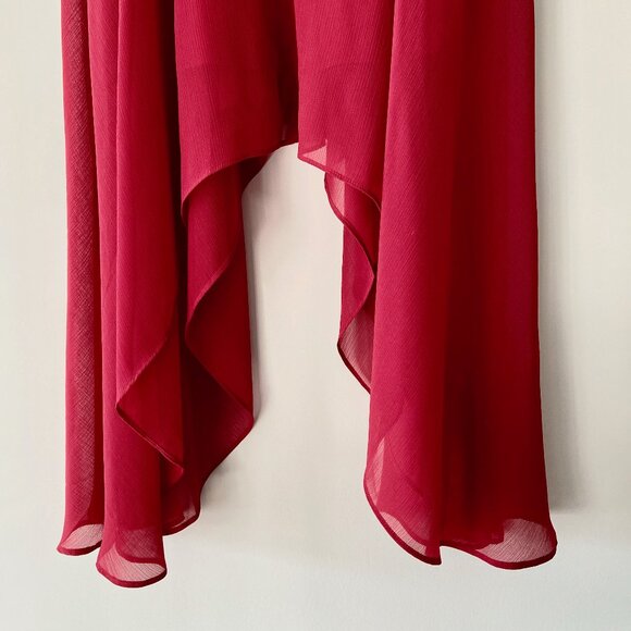 💃 BANANA REPUBLIC Red Ruffle Maxi Dress - Size 0 - Picture 3 of 6